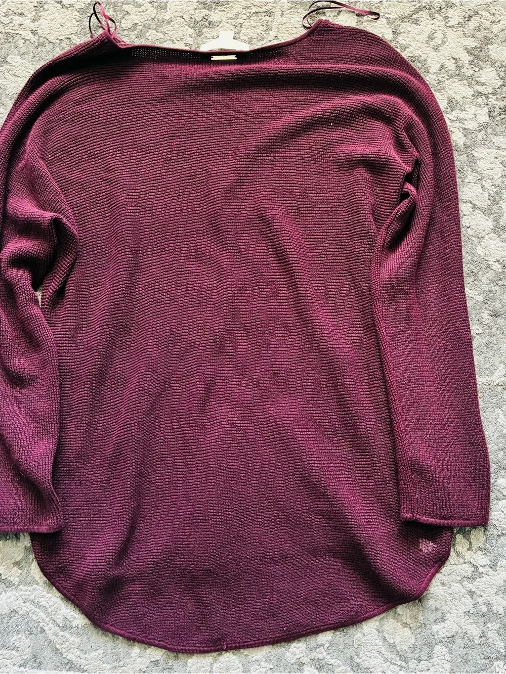 Michael Kors Plum Scoop Neck Knit Sweater with Button Cuffs